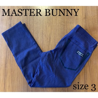 マスターバニーエディション(MASTER BUNNY EDITION)のマスターバニー ゴルフウェア メンズ パンツ 紺 サイズ3 デニム風 ストレッチ(ウエア)