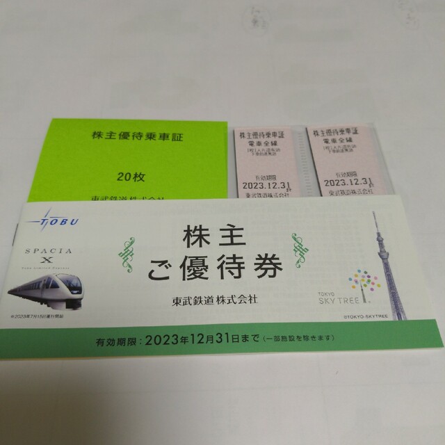 日本限定モデル 東武鉄道株式会社 株主優待乗車証２０枚＋株主ご優待券