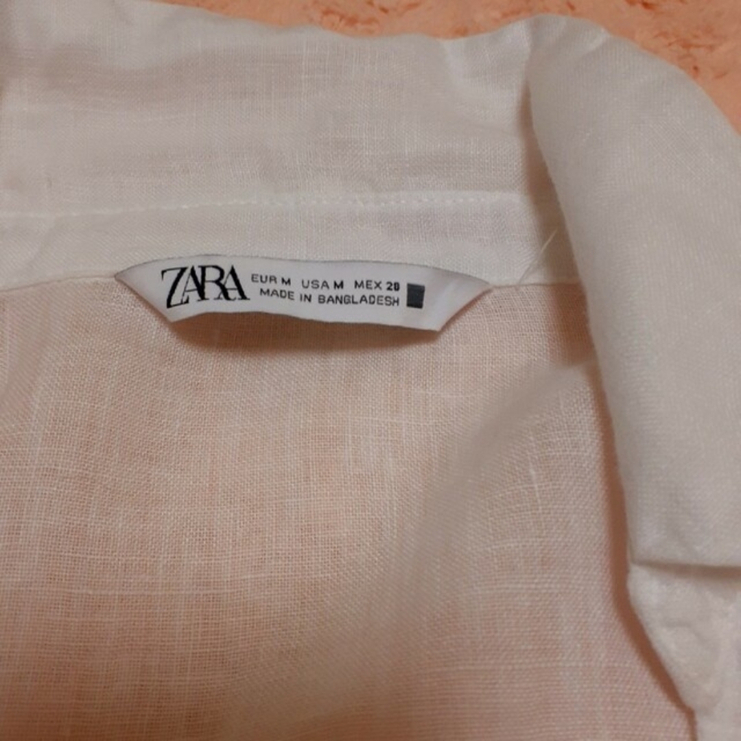 ZARA(ザラ)のZARA　プルオーバー　白　リネン レディースのトップス(シャツ/ブラウス(長袖/七分))の商品写真