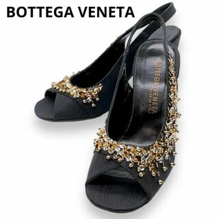 ボッテガヴェネタ(Bottega Veneta)の一点物 美品 ボッテガヴェネタ サンダル ハイヒール ブラック(サンダル)