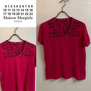 マルタンマルジェラ(Maison Martin Margiela)のMARTIN MARGIELA 初期 1995AW エイズTシャツ Dピンク×黒(Tシャツ/カットソー(半袖/袖なし))
