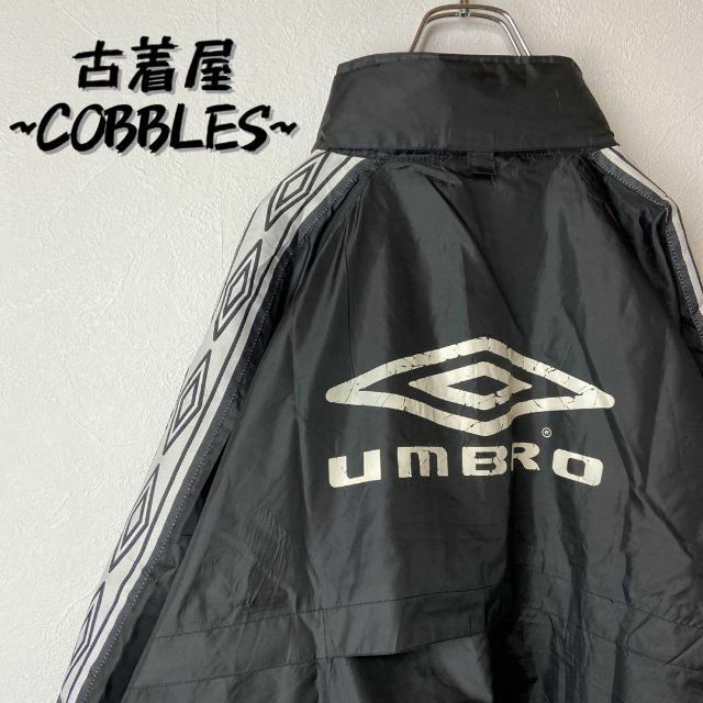 【トレンド上昇◎】UMBROバックプリントロゴナイロンジャケット黒ブラック