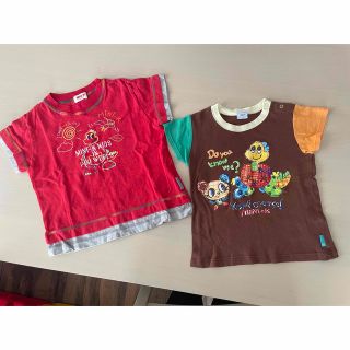 ミニケー(MINI-K)のミニケー半袖Tシャツ2枚セット✨茶色95サイズ　刺繍赤100サイズ(Tシャツ/カットソー)