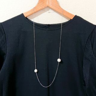 wコットンパールのロングネックレス silver(ネックレス)