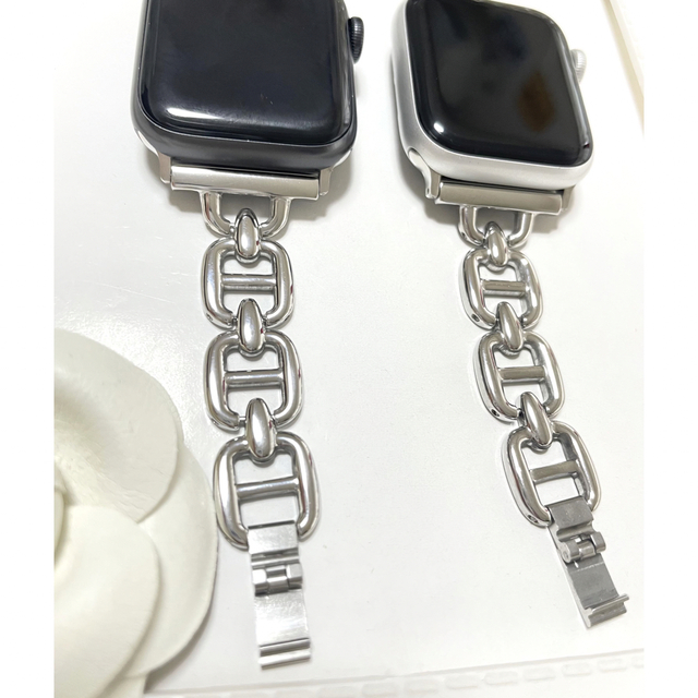 Apple Watch - アップルウォッチ チェーン ベルト シルバー Apple Watch - アップルウォッチ チェーン ベルト シルバー