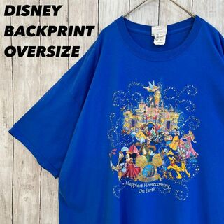 Disney - アメリカ古着　ディズニーランドプリントTシャツ　ゆるだぼオーバーサイズ2XL 青
