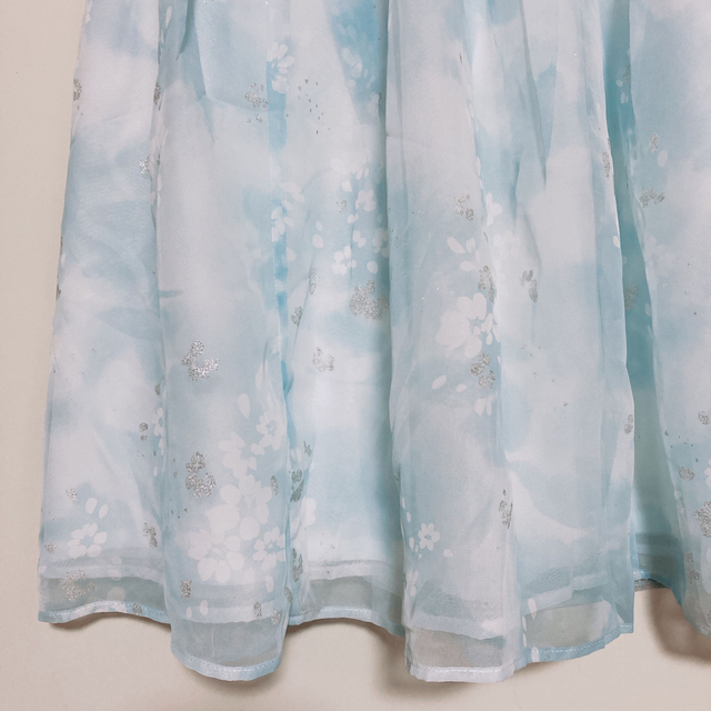 Rirandture(リランドチュール)の♡Rirandture♡フラワー柄♡ラメ♡ミニスカート♡ブルー レディースのスカート(ミニスカート)の商品写真