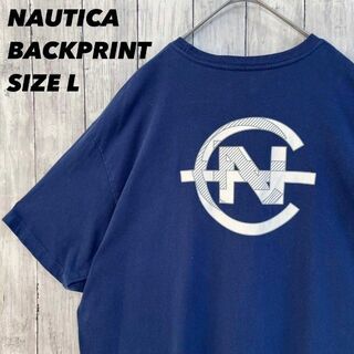 ノーティカ(NAUTICA)のアメリカ古着NAUTICAノーティカ　ビッグロゴバックプリントTシャツ　Lブルー(Tシャツ/カットソー(半袖/袖なし))