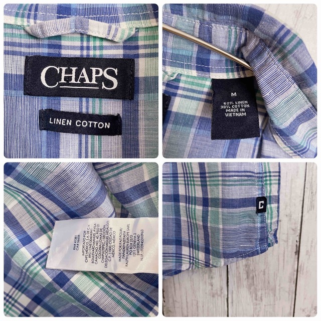 CHAPS(チャップス)のCHAPS チャップス BDシャツ チェック リネン コットン 爽やか 海外古着 メンズのトップス(シャツ)の商品写真