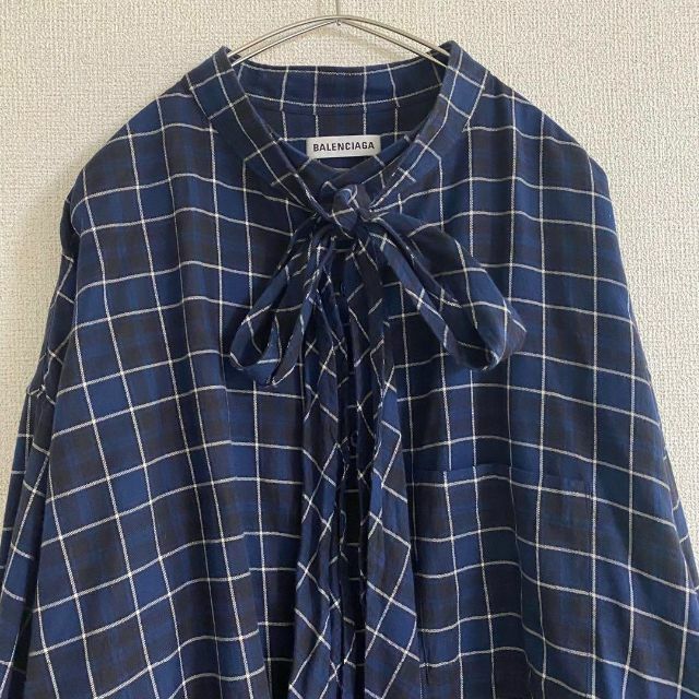 レア?!☆ BALENCIAGA ニュースウィングシャツ チェック リボン