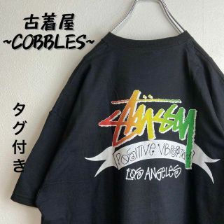 新品タグ付き】stussy両面ロゴ黒シャドーマン でかろごTシャツ半袖XL