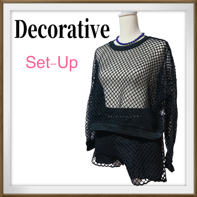 Decorative シースルー　トップス＆ショートパンツ　セットアップ　黒　Ｓ