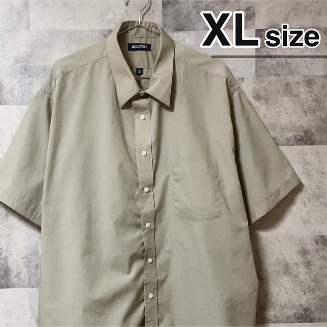 shirts(シャツ)の半袖シャツ　カジュアルシャツ　無地　ベージュ　USA古着　Puritan　半袖 メンズのトップス(シャツ)の商品写真