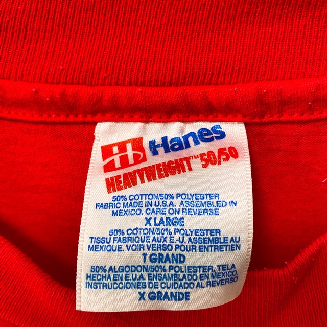 Hanes(ヘインズ)のメキシコ製　半袖Tシャツ　ビッグプリント　赤色　男女兼用　XLサイズ　カットソー メンズのトップス(Tシャツ/カットソー(半袖/袖なし))の商品写真