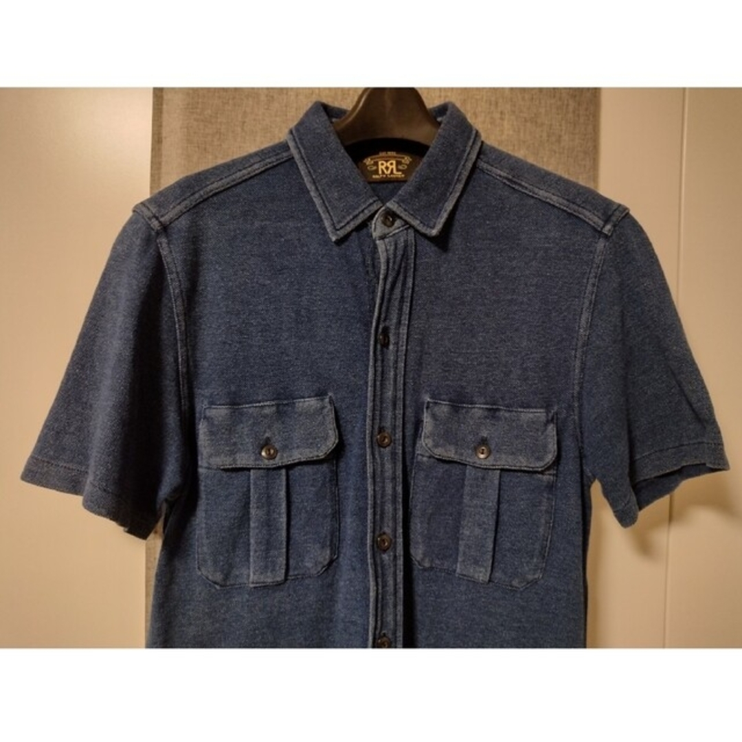 レア RRL 鹿の子 インディゴ染め シャツ xs インディゴ indigo