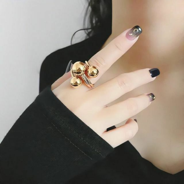 【新品】シルバー ボール リング 銀 韓国 3連 指輪 玉 ジュエリー アクセ