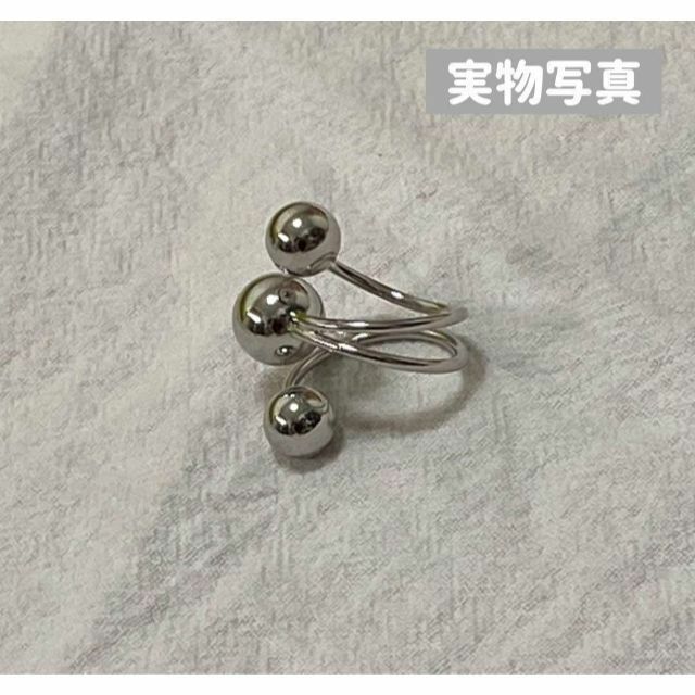 【新品】シルバー ボール リング 銀 韓国 3連 指輪 玉 ジュエリー アクセ