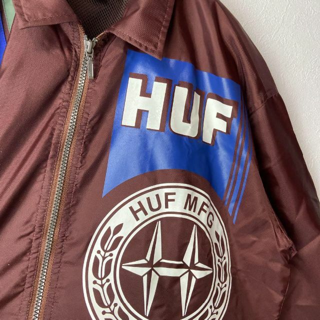 HUFモーターデザイン古着ナイロンジャケット茶色ストリートM