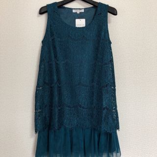 グローブ(grove)の新品　タグ付き　グローブ　grove ワンピース　ドレス　M グリーン　レース(ひざ丈ワンピース)