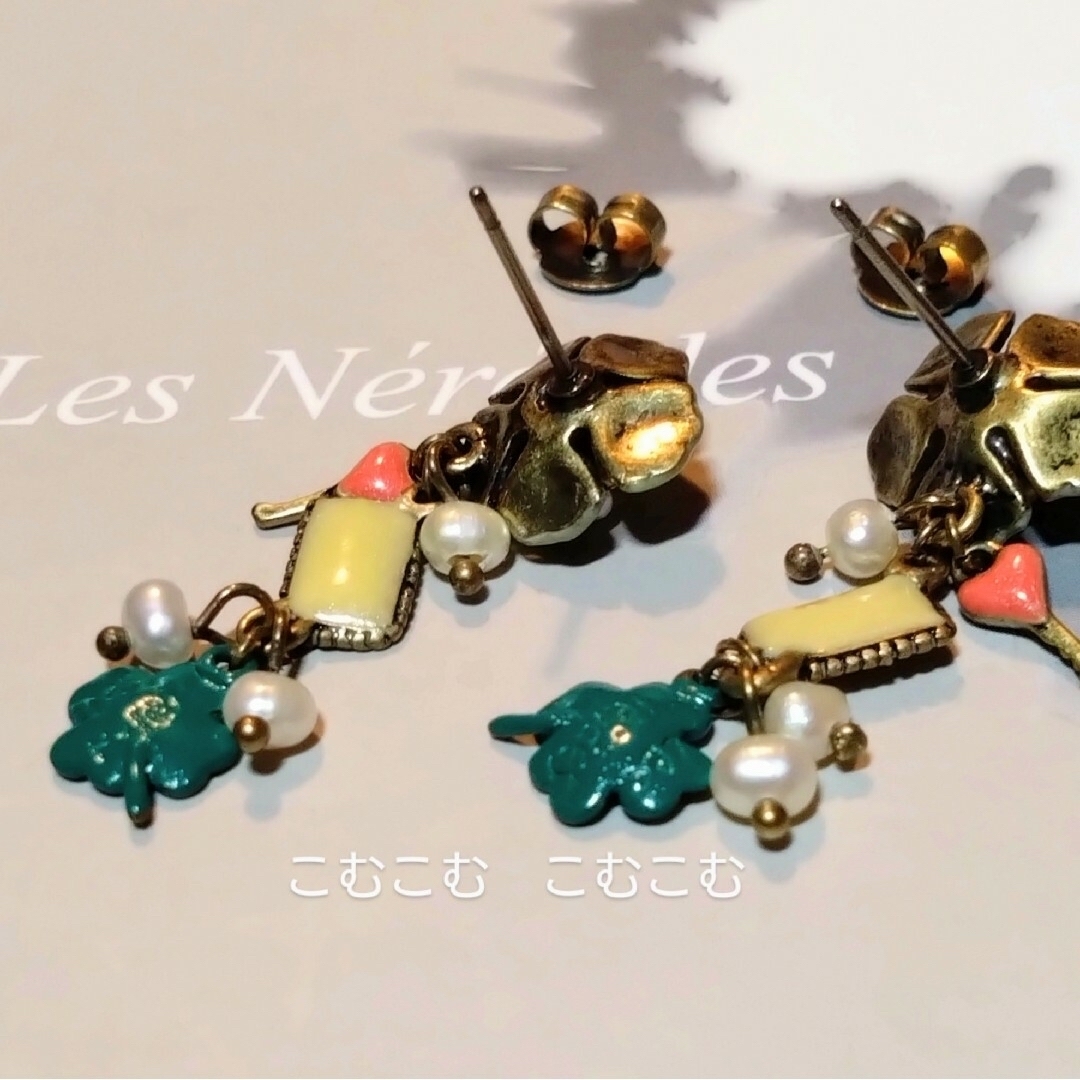 Les Nereides(レネレイド)のレネレイド アンティーク　クローバー  レター 鍵 パール ヴィンテージ ピアス レディースのアクセサリー(ピアス)の商品写真