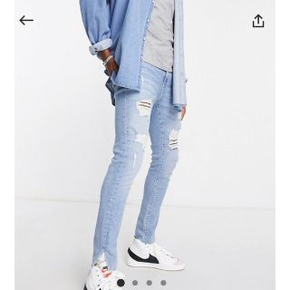 エイソス(asos)の新品　ASOS ダメージデニム　ブルー(デニム/ジーンズ)