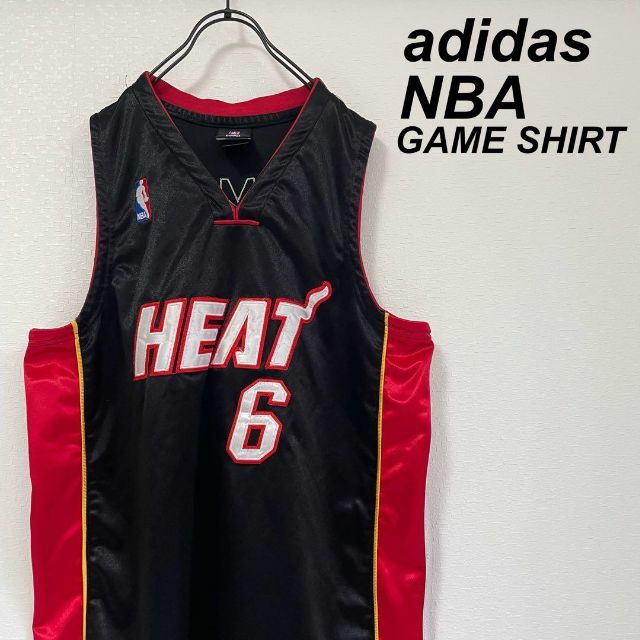 adidas - 00's NBA ゲームシャツ 黒 赤 マイアミ・ヒート レブロン ...