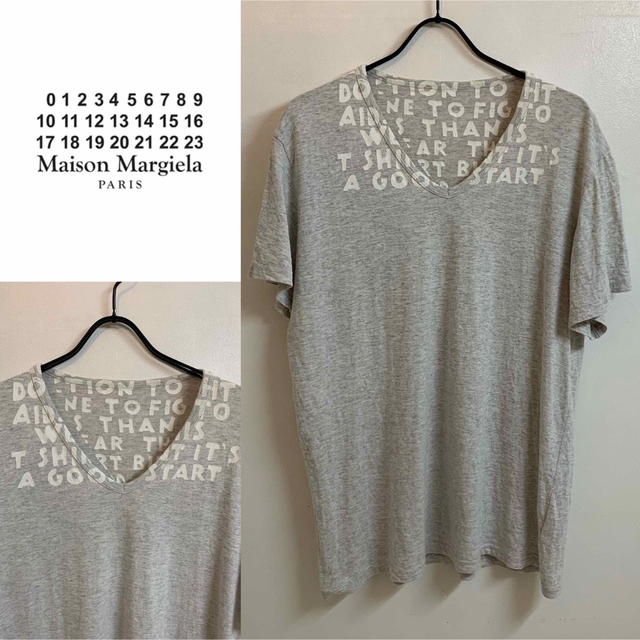 MARTIN MARGIELA 2008SS エイズTシャツ 霜降り灰×白 L