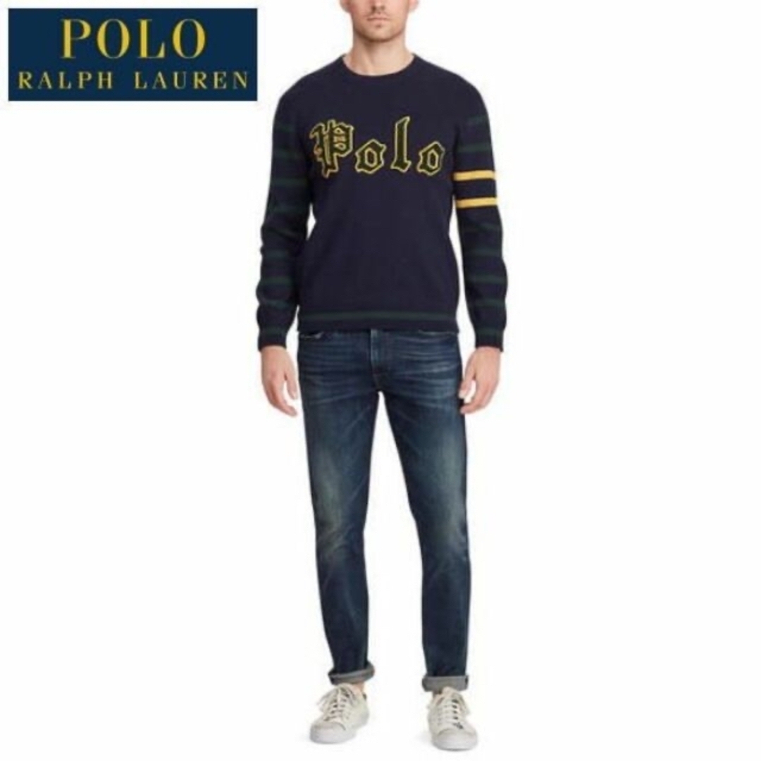 POLO RALPH LAUREN(ポロラルフローレン)の定価36,300 美品 Ｌ ポロ ラルフローレン コットン レターマン セーター メンズのトップス(ニット/セーター)の商品写真