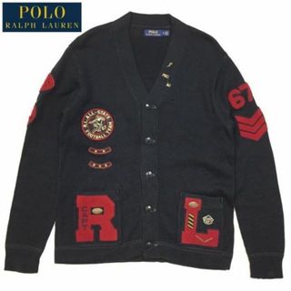 ポロラルフローレン(POLO RALPH LAUREN)の定価53,900円 美品 Ｍ ラルフローレン コットン レターマン カーディガン(カーディガン)