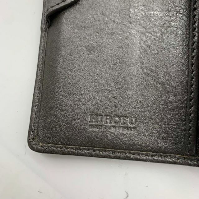 【3点】ヒロフ 折り財布 シボ革 Hロゴ グレー