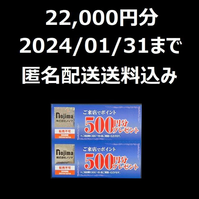 ノジマ　株主優待　来店ポイント　22000円分