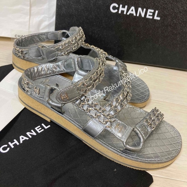 CHANELチェーンサンダル　シルバー