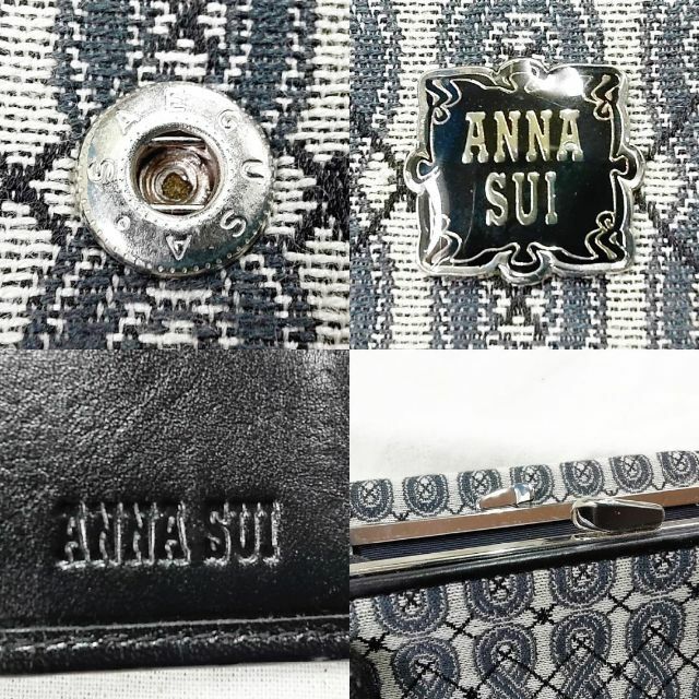 ANNA SUI(アナスイ)の良品 アナスイ ANNASUI キャンバス がま口 折り財布 ロゴプレート レディースのファッション小物(財布)の商品写真