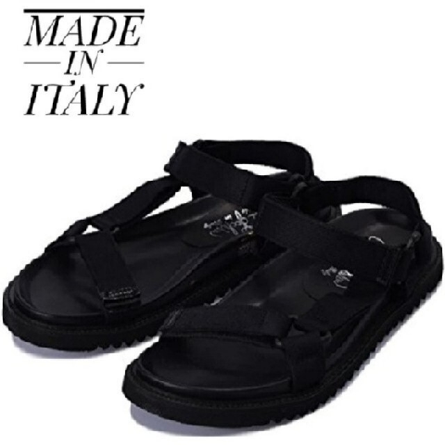 最値!イタリア製!新品!ルカ イアキーニ ストラップ サンダル 黒 27cm メンズの靴/シューズ(サンダル)の商品写真