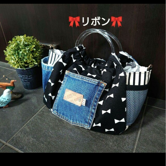 No.249【DENIM✖️RinghandleBAG❤️】デニムリメイクバッグ ハンドメイドのファッション小物(バッグ)の商品写真