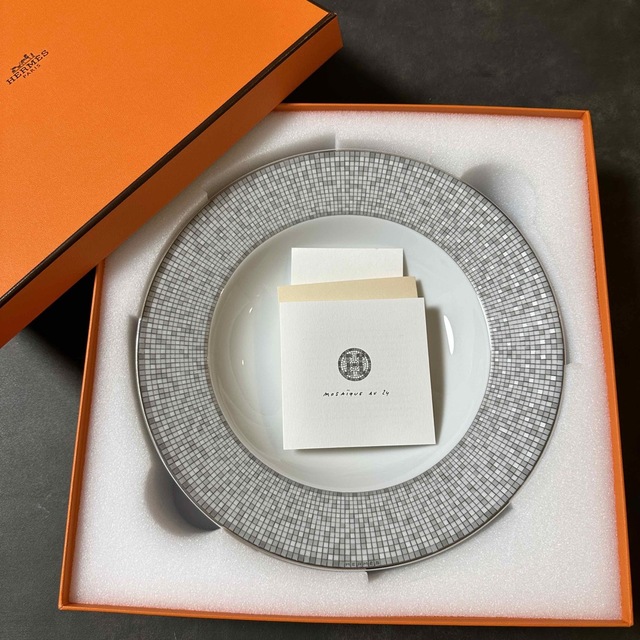 エルメス HERMES スーププレート 〈モザイク24〉プラチナ 2枚新品未