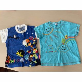 ミニケー(MINI-K)のミニケー半袖Tシャツ2枚セット✨サイズ95 フィリックス紺色系　動物刺繍水色(Tシャツ/カットソー)