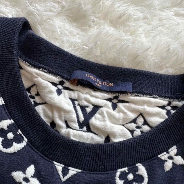 LOUIS VUITTON スウェット コットン ネイビー×白 L