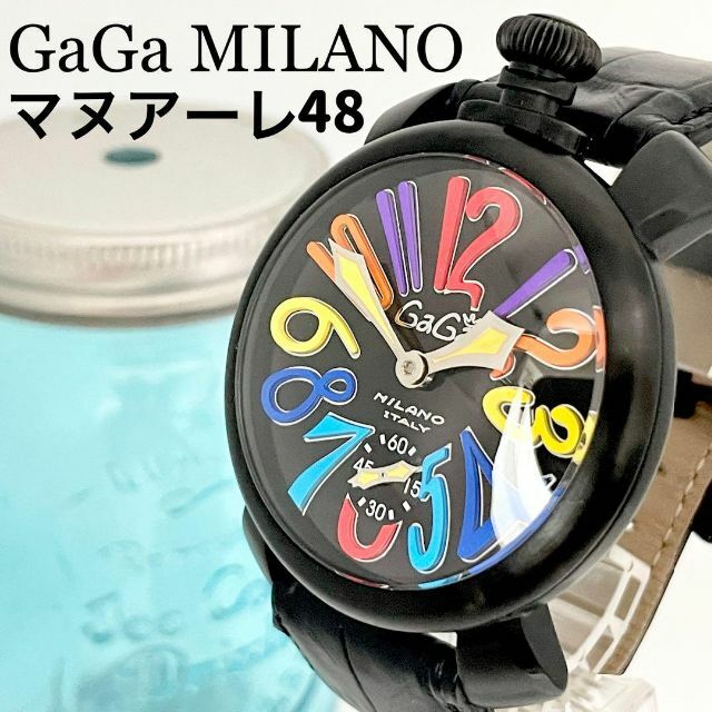 GaGa MILANO - 479 ガガミラノ時計 メンズ腕時計 ブラック マヌアーレ ...