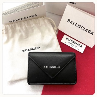 Balenciaga - 美品✨BALENCIAGAバレンシアガ 財布ペーパーミニウォレット三つ折り財布黒