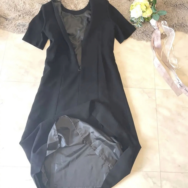 【専用】FAIRMARRYフェアマリー　美刺繍ブラックフォーマルワンピース　L レディースのフォーマル/ドレス(礼服/喪服)の商品写真