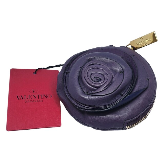 未使用】ヴァレンティノ VALENTINO 花 レザーコインケース 小銭入れ-
