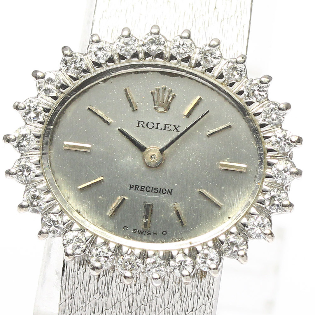 【ROLEX】ロレックス プレシジョン ダイヤベゼル cal.1400 2652 K18ホワイトゴールド シルバー 手巻き レディース シルバー文字盤 腕時計