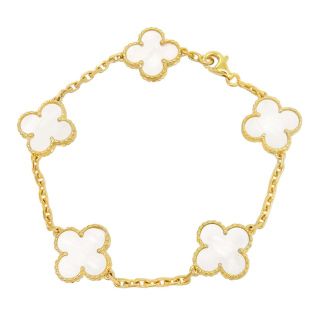 ヴァンクリーフアンドアーペル(Van Cleef & Arpels)のヴァンクリーフ＆アーペル ヴィンテージ アルハンブラ ブレスレット 5モチーフ #17 VCARA41800 750 (K18YG) レディース Van Cleef & Arpels [美品] 【中古】 【ジュエリー】(ブレスレット/バングル)