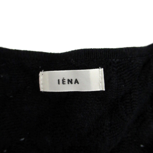 IENA(イエナ)のイエナ IENA カットソー ノースリーブ Vネック 総柄 フリル 黒 ブラック レディースのトップス(カットソー(半袖/袖なし))の商品写真