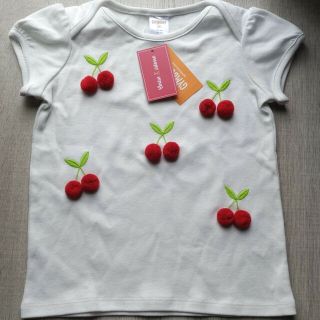 ジンボリー(GYMBOREE)のレア新品 3000円★ジンボリー 白 ボンボン 赤 チェリー 半袖 100 95(Tシャツ/カットソー)