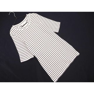 グローブ(grove)のgrove グローブ リブ ボーダー カットソー sizeM/白ｘグレー ■◆ レディース(カットソー(半袖/袖なし))