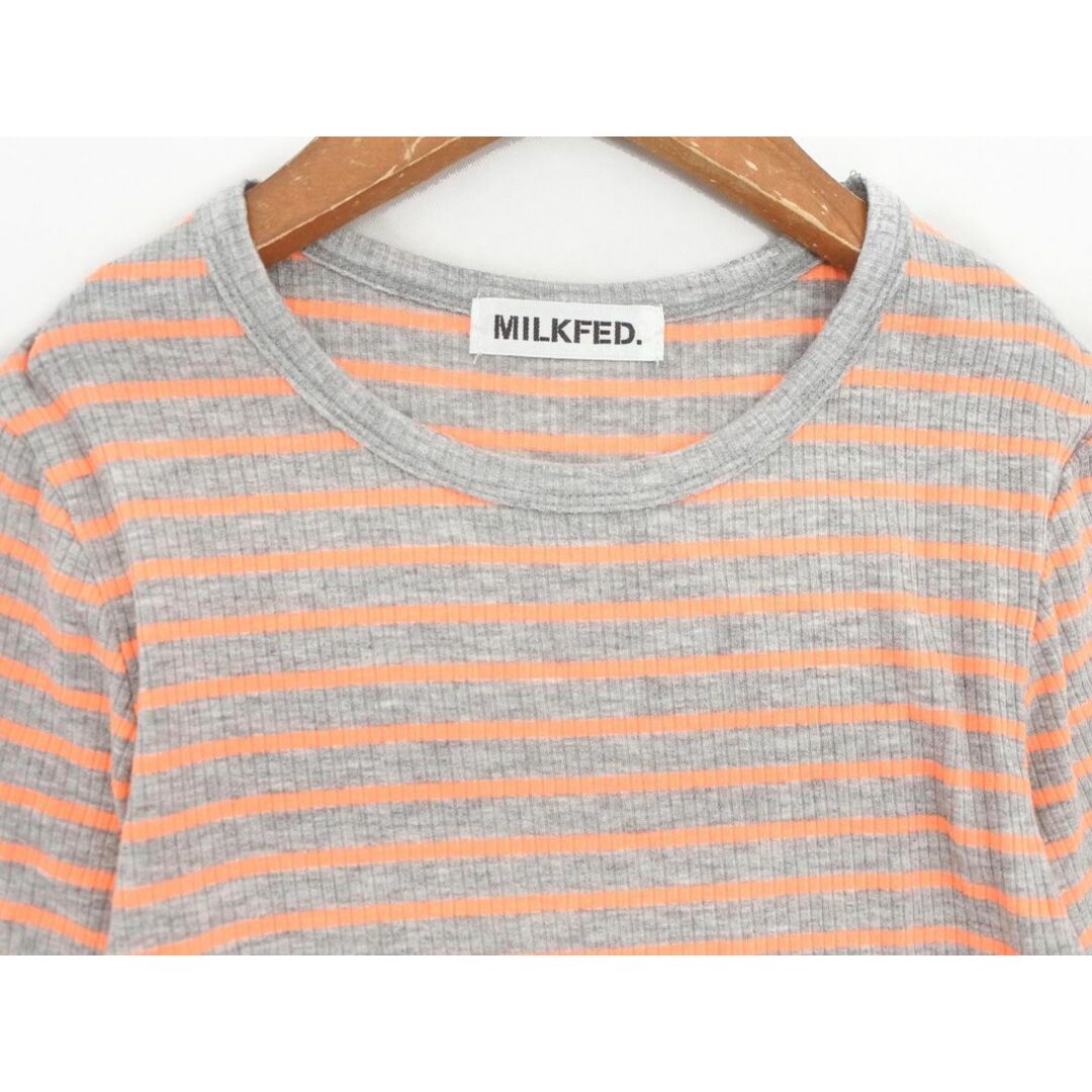 MILKFED.(ミルクフェド)のMILKFED ミルクフェド ボーダー リブ Tシャツ sizeONE/オレンジｘグレー ■◆ レディース レディースのトップス(Tシャツ(半袖/袖なし))の商品写真