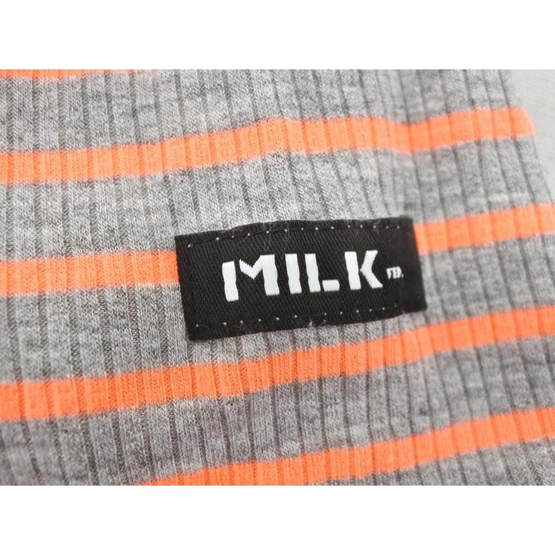 MILKFED.(ミルクフェド)のMILKFED ミルクフェド ボーダー リブ Tシャツ sizeONE/オレンジｘグレー ■◆ レディース レディースのトップス(Tシャツ(半袖/袖なし))の商品写真