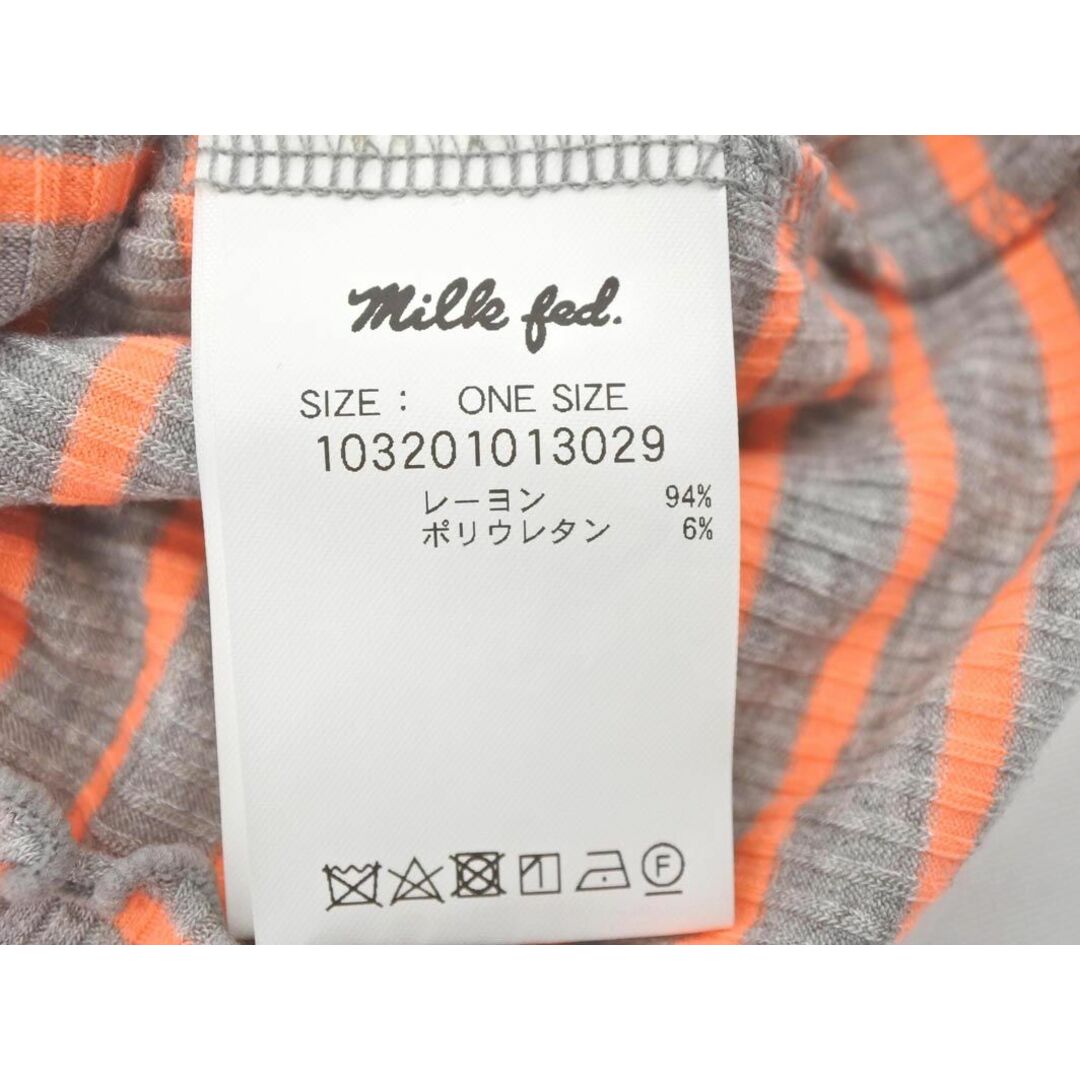 MILKFED.(ミルクフェド)のMILKFED ミルクフェド ボーダー リブ Tシャツ sizeONE/オレンジｘグレー ■◆ レディース レディースのトップス(Tシャツ(半袖/袖なし))の商品写真